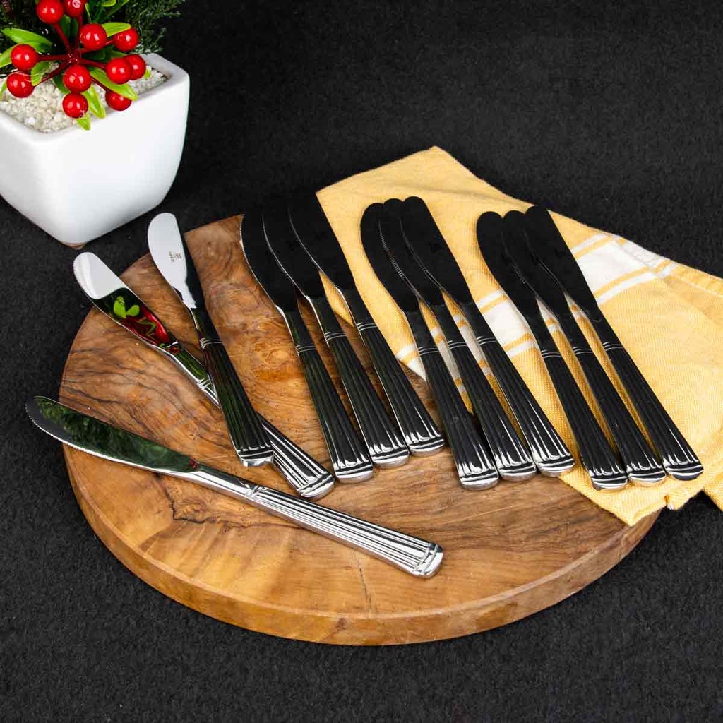 Winox étui de 12 couteaux de table AMBRE -Inox 18/10 - 6mm