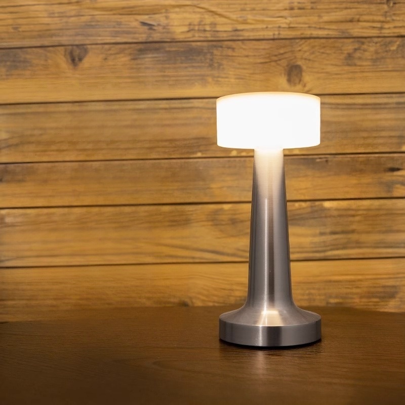 Lampe de Table Sans Fil Rechargeable et Tactile En Gris 21x9 cm 