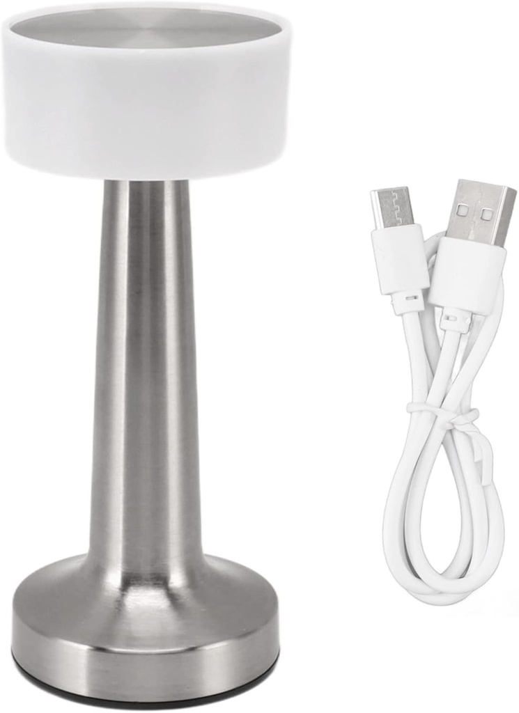 Lampe de Table Sans Fil Rechargeable et Tactile En Gris 21x9 cm 