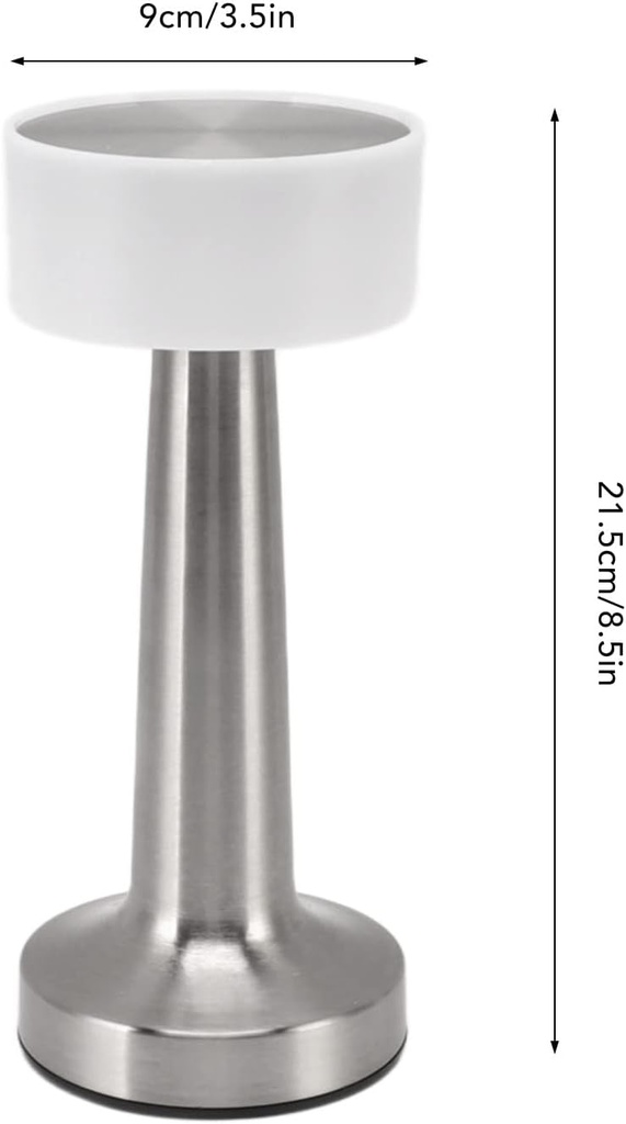 Lampe de Table Sans Fil Rechargeable et Tactile En Gris 21x9 cm 
