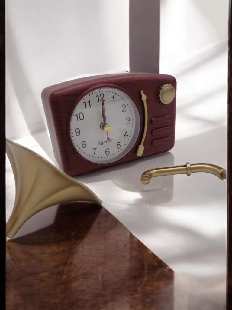 Horloge Réveil Style Gramophone 11.5 x 8 cm