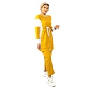 Jogging  2 pièces pour femme voilée Jaune avec bandes blanches-0