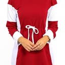 Jogging  2 pièces pour femme voilée Rouge bordeaux avec bandes blanches-0