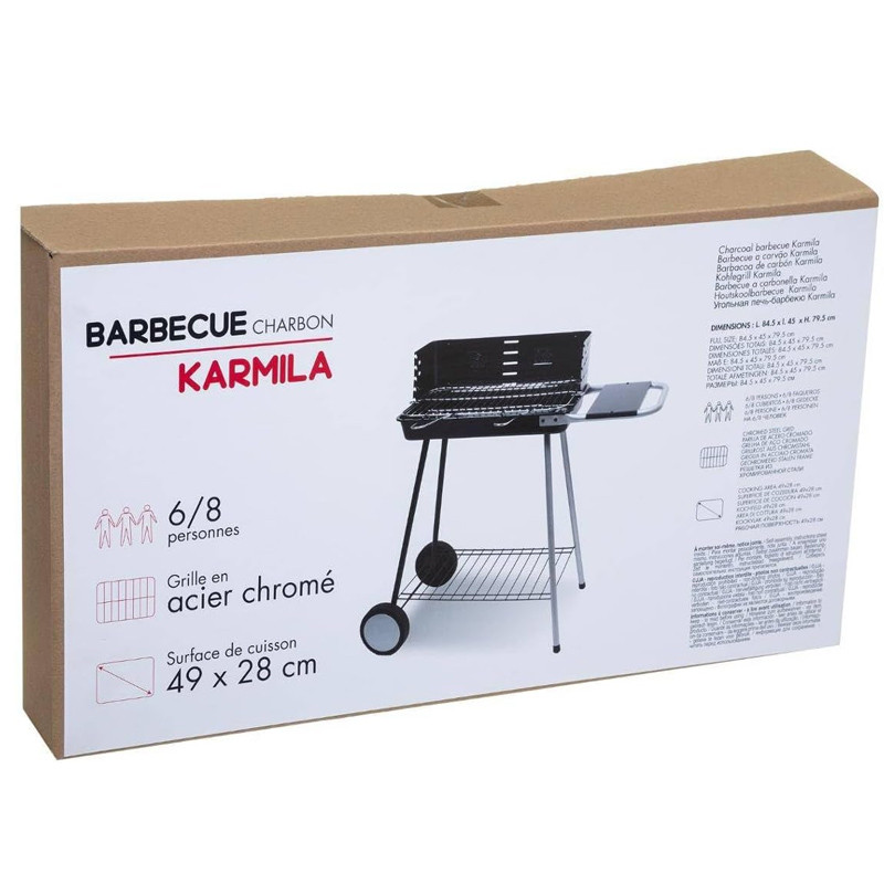Karmila Barbecue Rectangulaire à Charbon 85,5x45x79,5 Cm