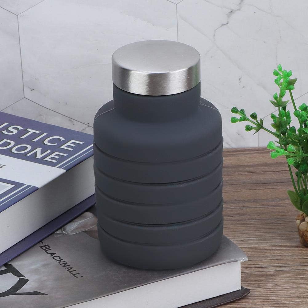 Bouteille d'Eau Rétractable en Silicone - 500ml, Portable et Pliable, Sans BPA-Gris