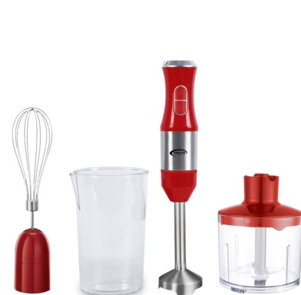 PROVA Mixeur Plongeant Rouge Multifonction 4 en 1 600W