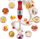 PROVA Mixeur Plongeant Rouge Multifonction 4 en 1 600W