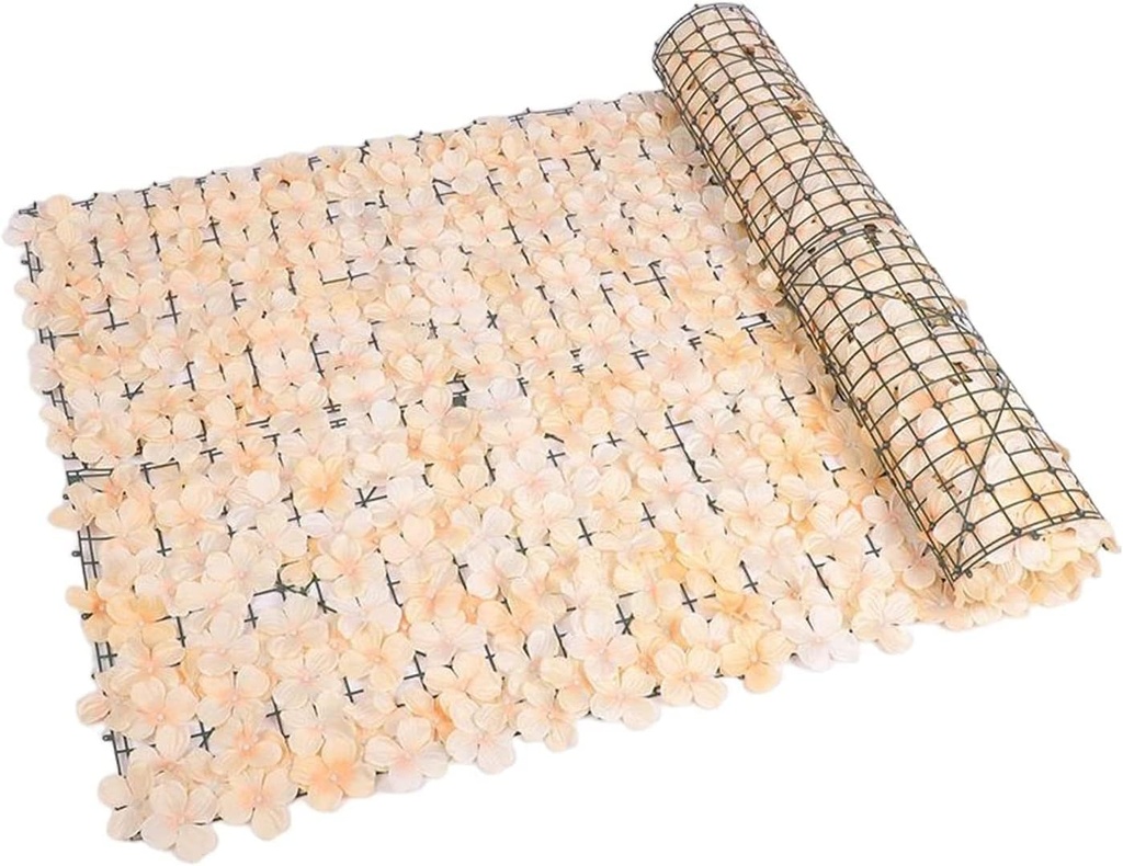 Mur de Fleurs Artificielles en Saumon – Rouleau de 3x1 mètre en Plastique 