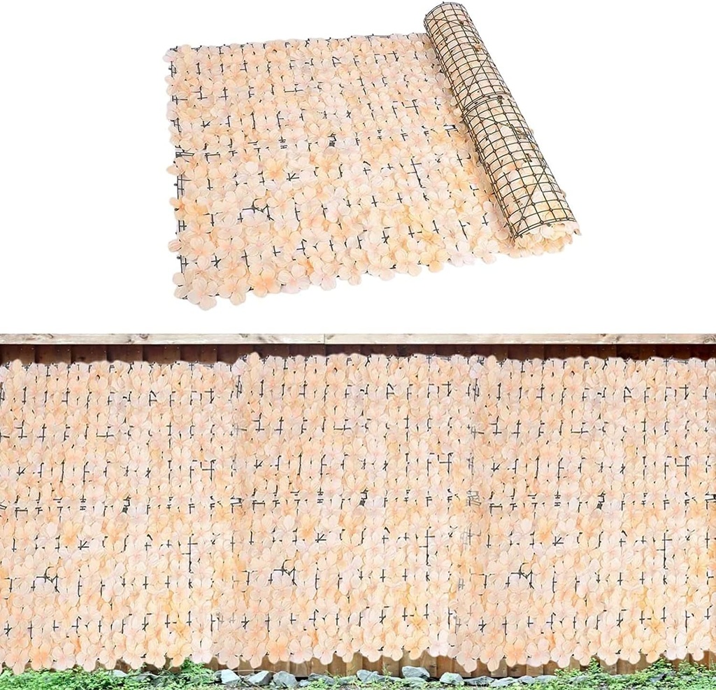 Mur de Fleurs Artificielles en Saumon – Rouleau de 3x1 mètre en Plastique 