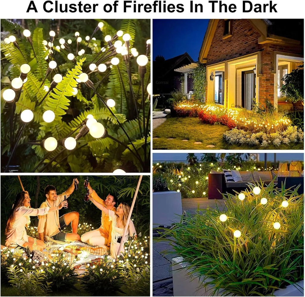 Lot De 8 Lampes de Jardin Solaires à LED Blanches Chaudes