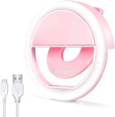 Anneau Lumineux pour Selfie 28 LED Avec 3 Niveaux de Luminosité Réglable -Rose