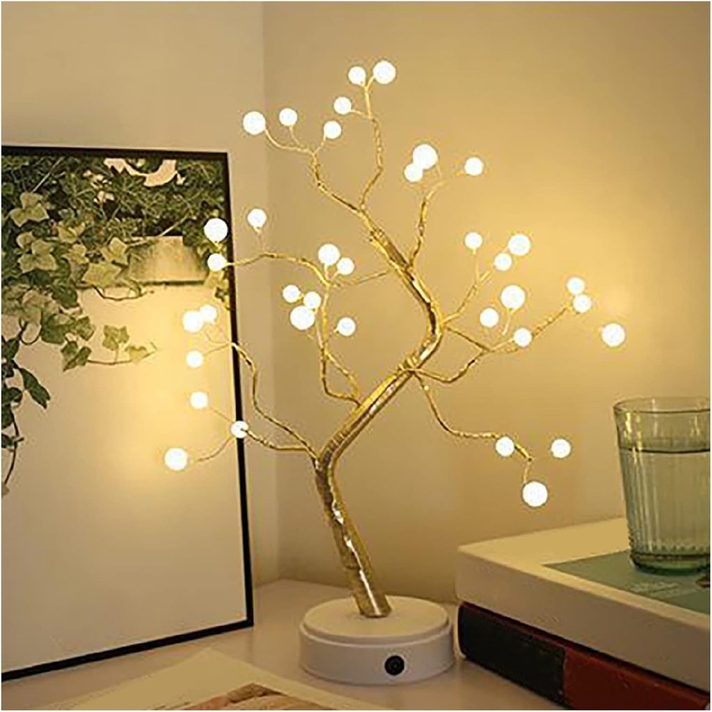 Arbre Artificiel Rechargeable Avec Branches Réglables En Perles 
