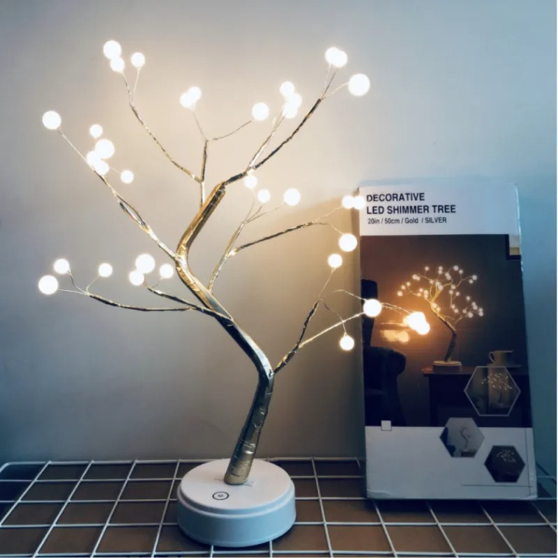 Arbre Artificiel Rechargeable Avec Branches Réglables En Perles 