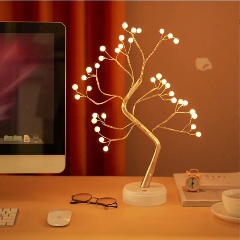 Arbre Artificiel Rechargeable Avec Branches Réglables En Perles 
