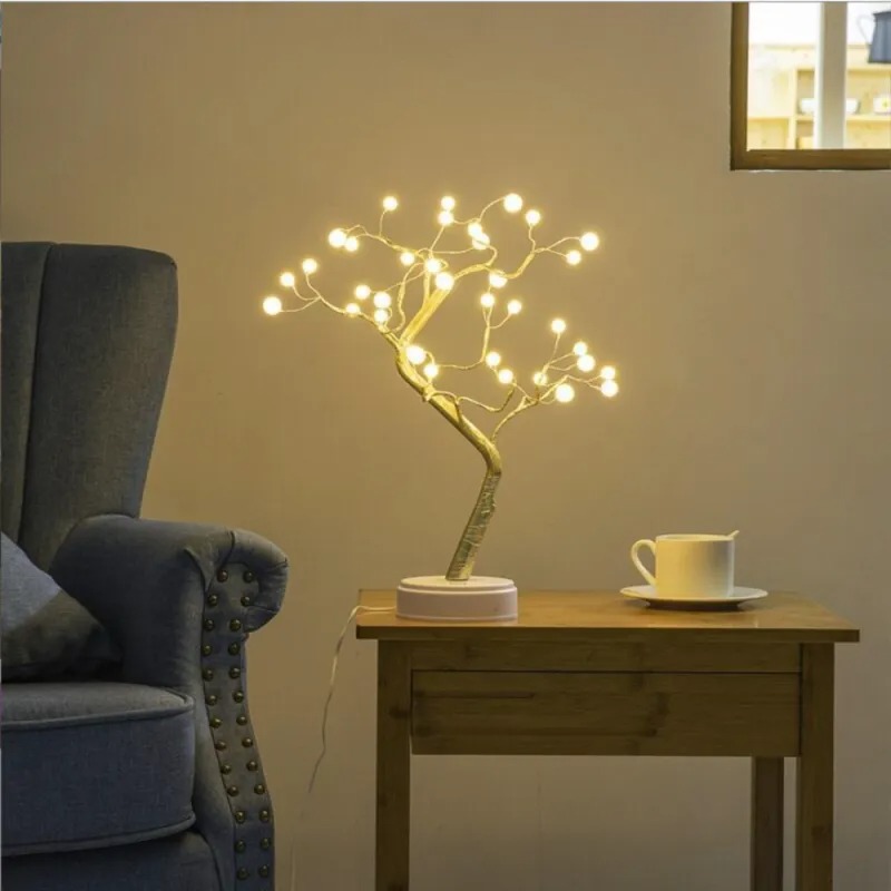 Arbre Artificiel Rechargeable Avec Branches Réglables En Perles 