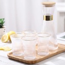 Service à Boisson 7 Pièces Carafe Et 6 Verres en Verre avec Bord Doré