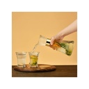 Service à Boisson 7 Pièces Carafe Et 6 Verres en Verre avec Bord Doré