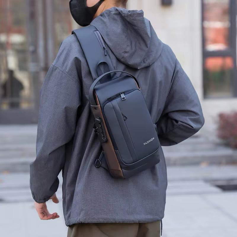 Sac à Dos à Bandoulière Antivol USB-Motif 3