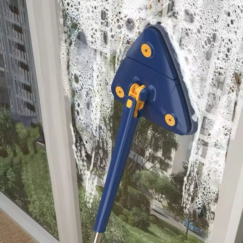 Raclette Balai Serpillère à Presser Automatique avec Tête Triangulaire à 360°