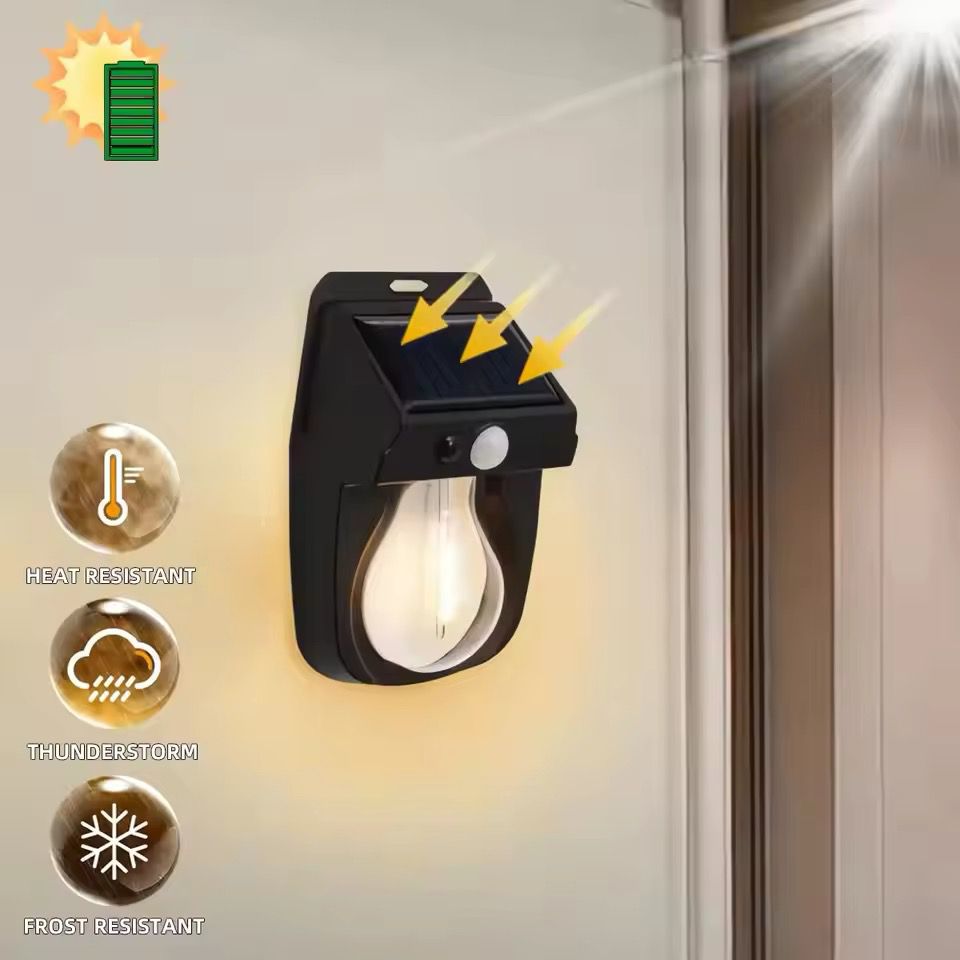 Applique Murale Lampe Solaire En Tungstène Avec Détecteur de Mouvement étanche 