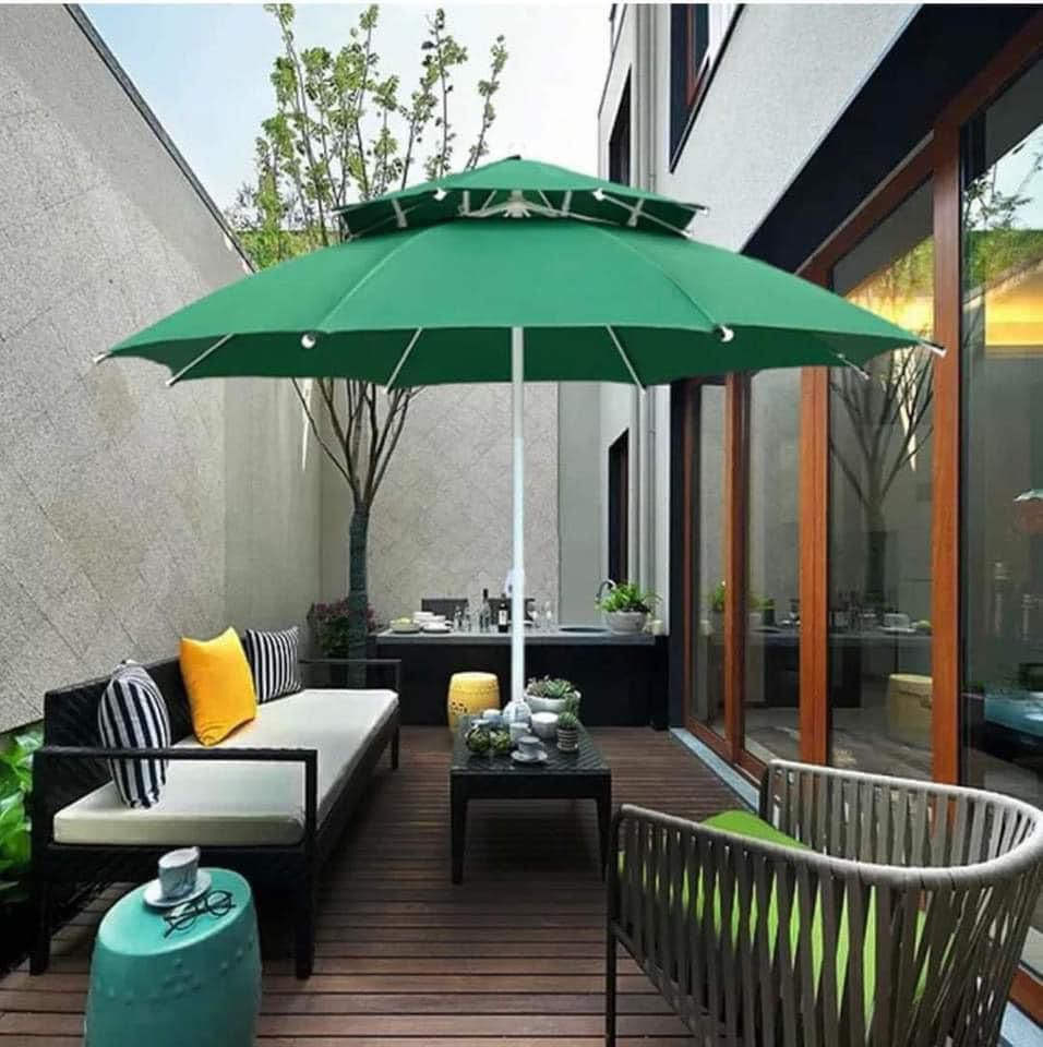Parasol Grand Modèle Haute Qualité Double Toit Forme Rond 2,10 m-Vert