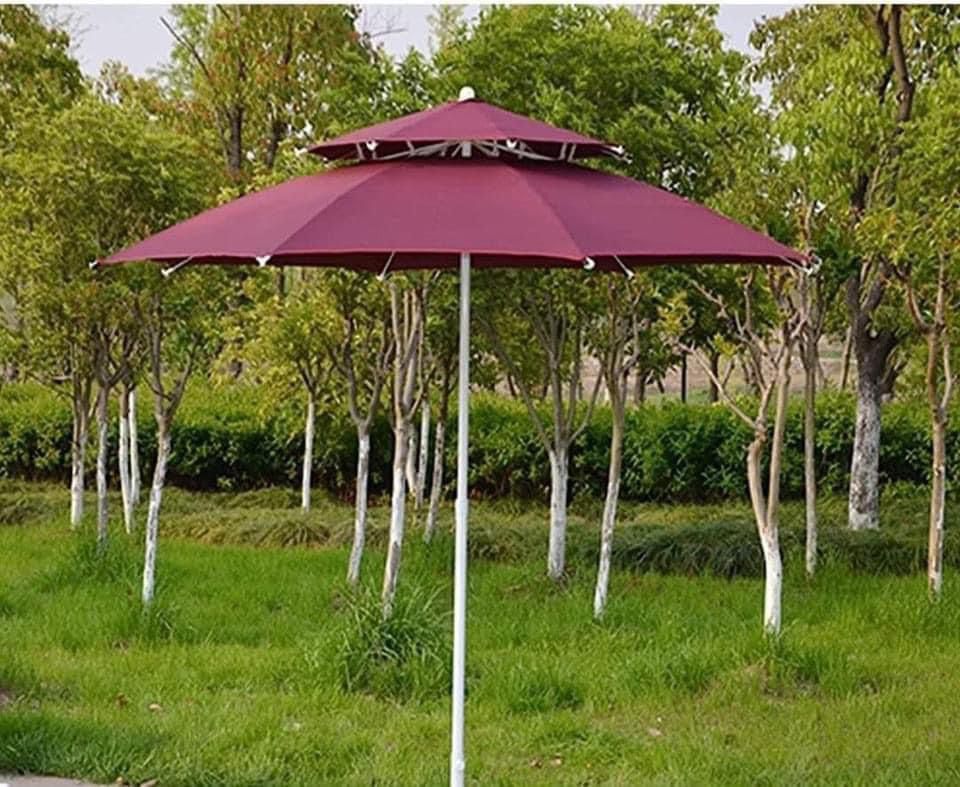 Parasol Grand Modèle Haute Qualité Double Toit Forme Rond 2,10 m-Rouge