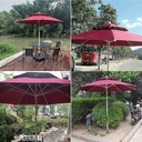 Parasol Grand Modèle Haute Qualité Double Toit Forme Rond 3,00 m-Rouge
