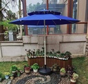 Parasol Grand Modèle Haute Qualité Double Toit Forme Rond 3,00 m-Bleu