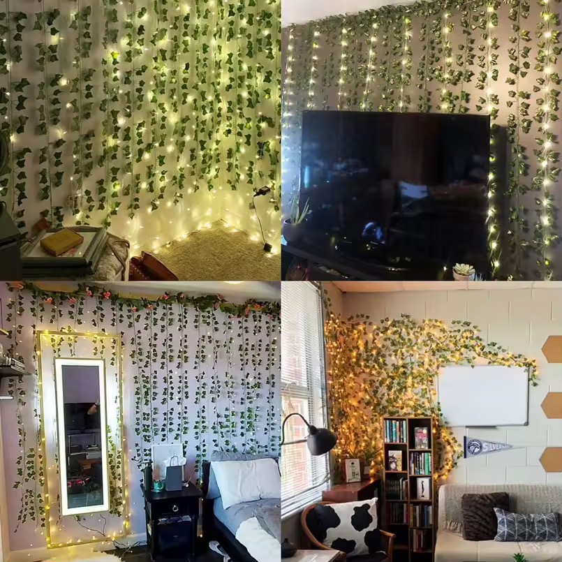 Lot De 12 Pièces Guirlande De Fausses Feuilles Avec Longueur 2,6 m pour Chacun