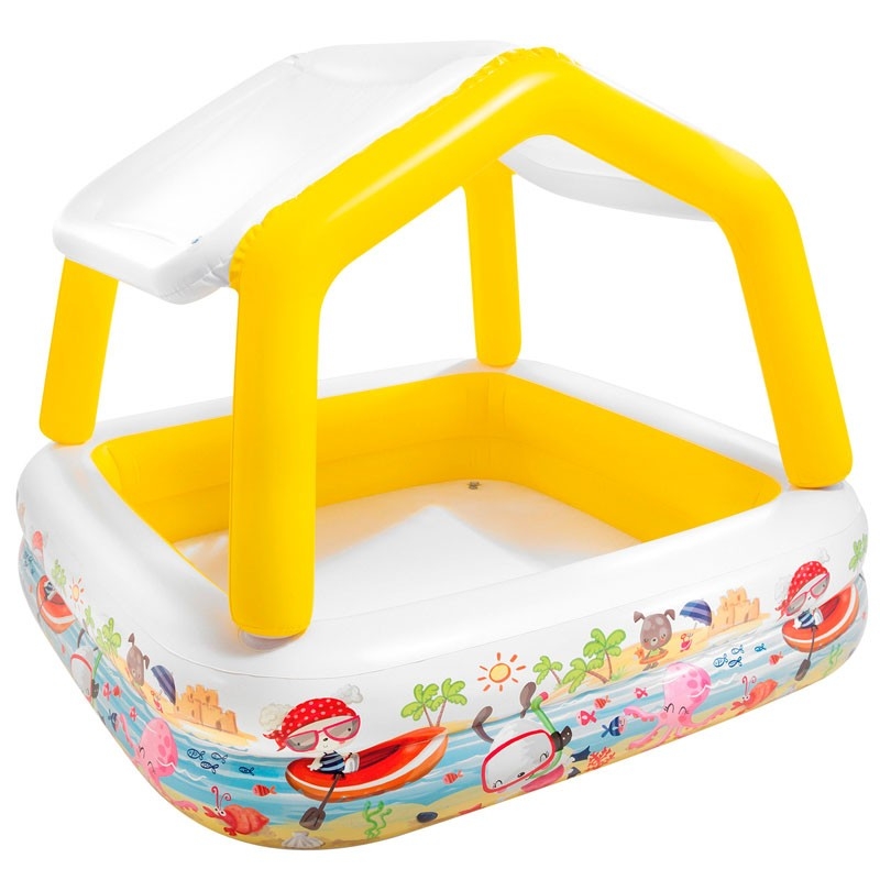 INTEX Piscine Gonflable Sun Shade Avec Parasol 1,57 m x 1,57 m x 1,22 m - Référence : #57470NP