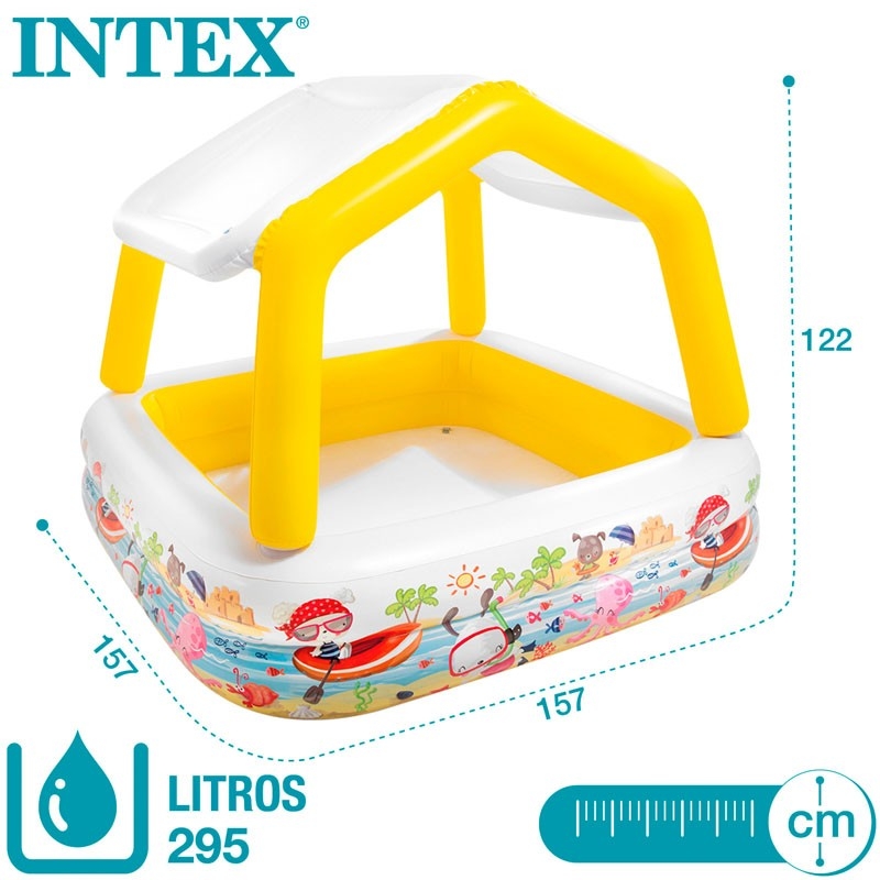 INTEX Piscine Gonflable Sun Shade Avec Parasol 1,57 m x 1,57 m x 1,22 m - Référence : #57470NP