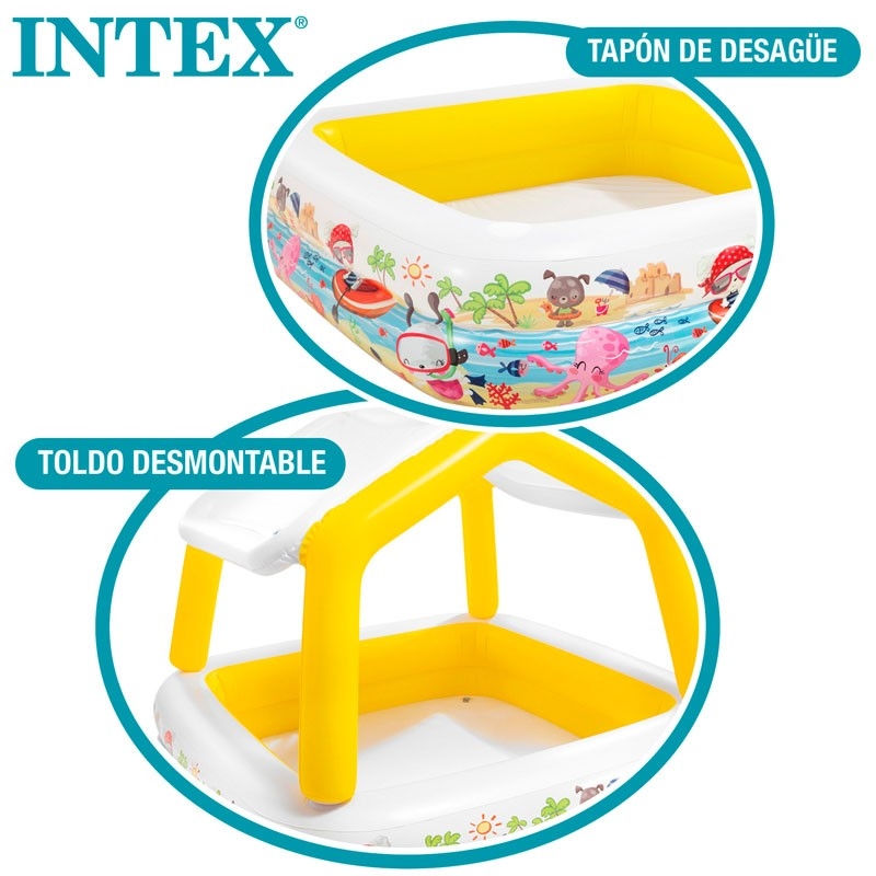 INTEX Piscine Gonflable Sun Shade Avec Parasol 1,57 m x 1,57 m x 1,22 m - Référence : #57470NP