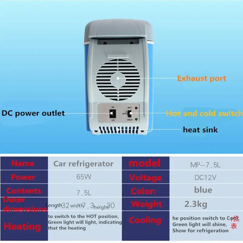 Conservateur température Électrique de Voiture Portable 7,5L 12V