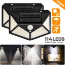 Applique Murale Lampe Solaire À 114 Led Avec Détecteur de Mouvement étanche 