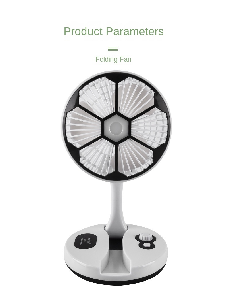 Ventilateur De Bureau Rechargeable Et Pliable Avec Lampe Lumineuse