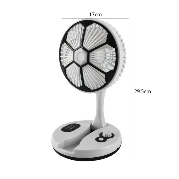 Ventilateur De Bureau Rechargeable Et Pliable Avec Lampe Lumineuse