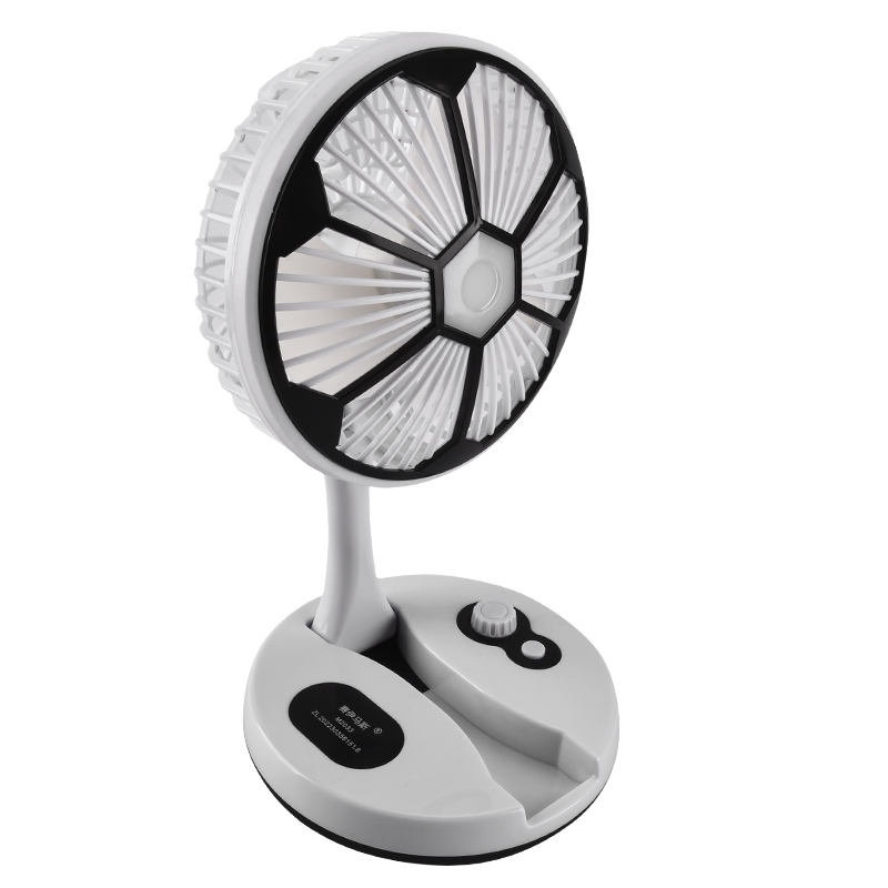 Ventilateur De Bureau Rechargeable Et Pliable Avec Lampe Lumineuse