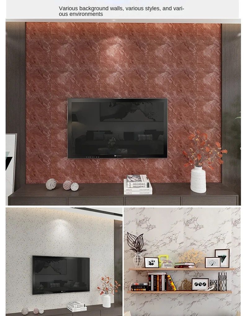 Panneau PVC Autocollant Alternative Au Marbre 60 x 30 cm - WMB-020 - Blanc 2