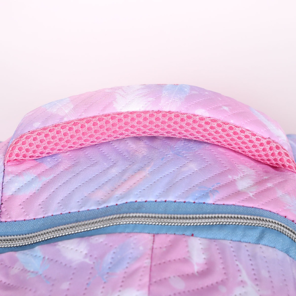 Sac à Dos En Tissu Bordé Rose Panaché par Bleu Ciel