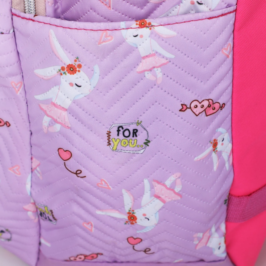 Sac à Dos En Tissu Bordé Violet Clair avec Motif