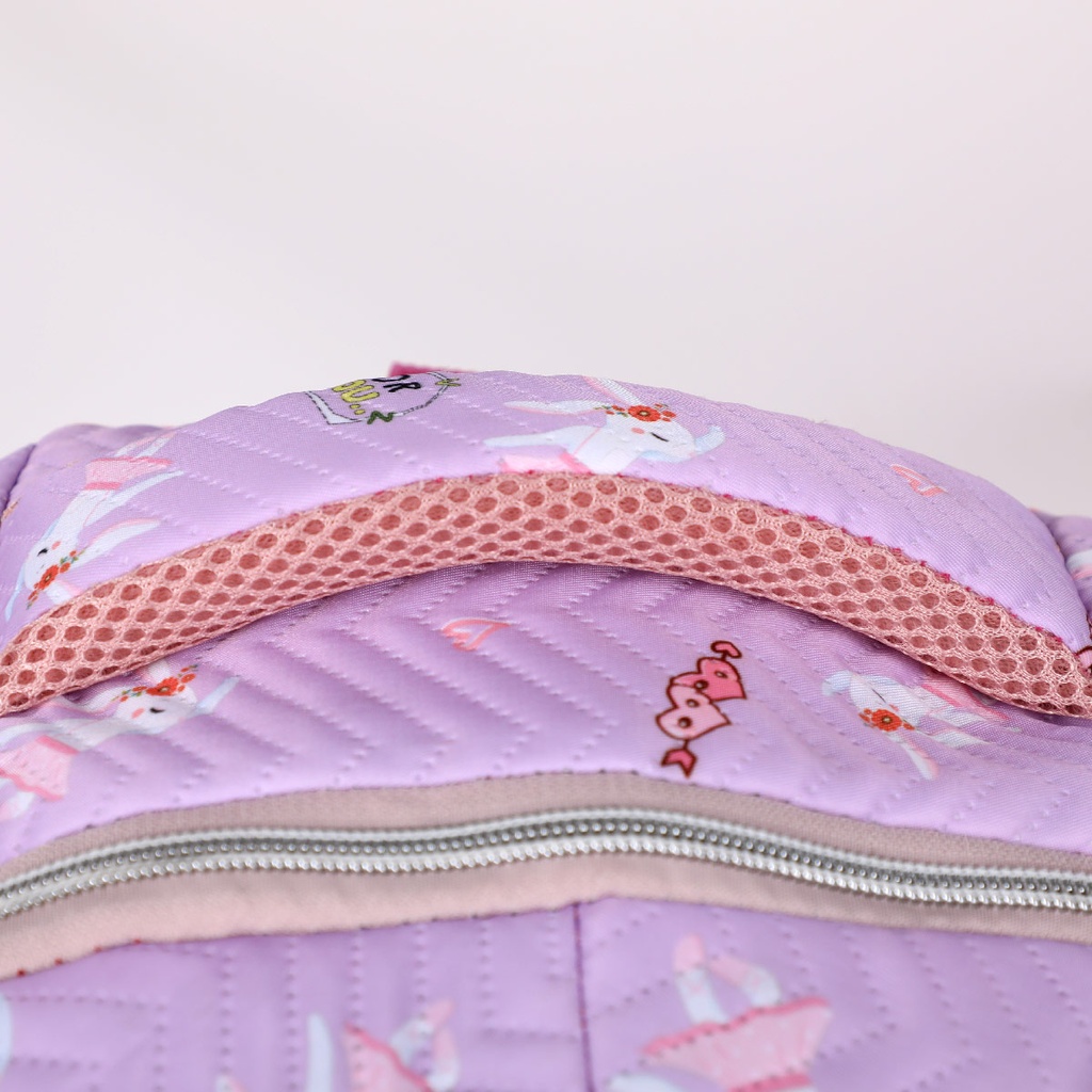 Sac à Dos En Tissu Bordé Violet Clair avec Motif
