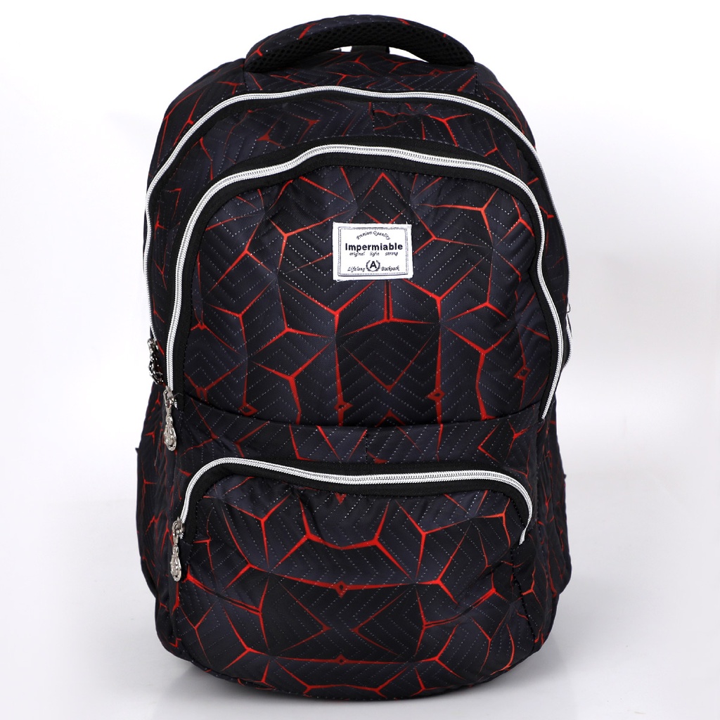 Sac à Dos En Tissu Bordé Noir et Rouge