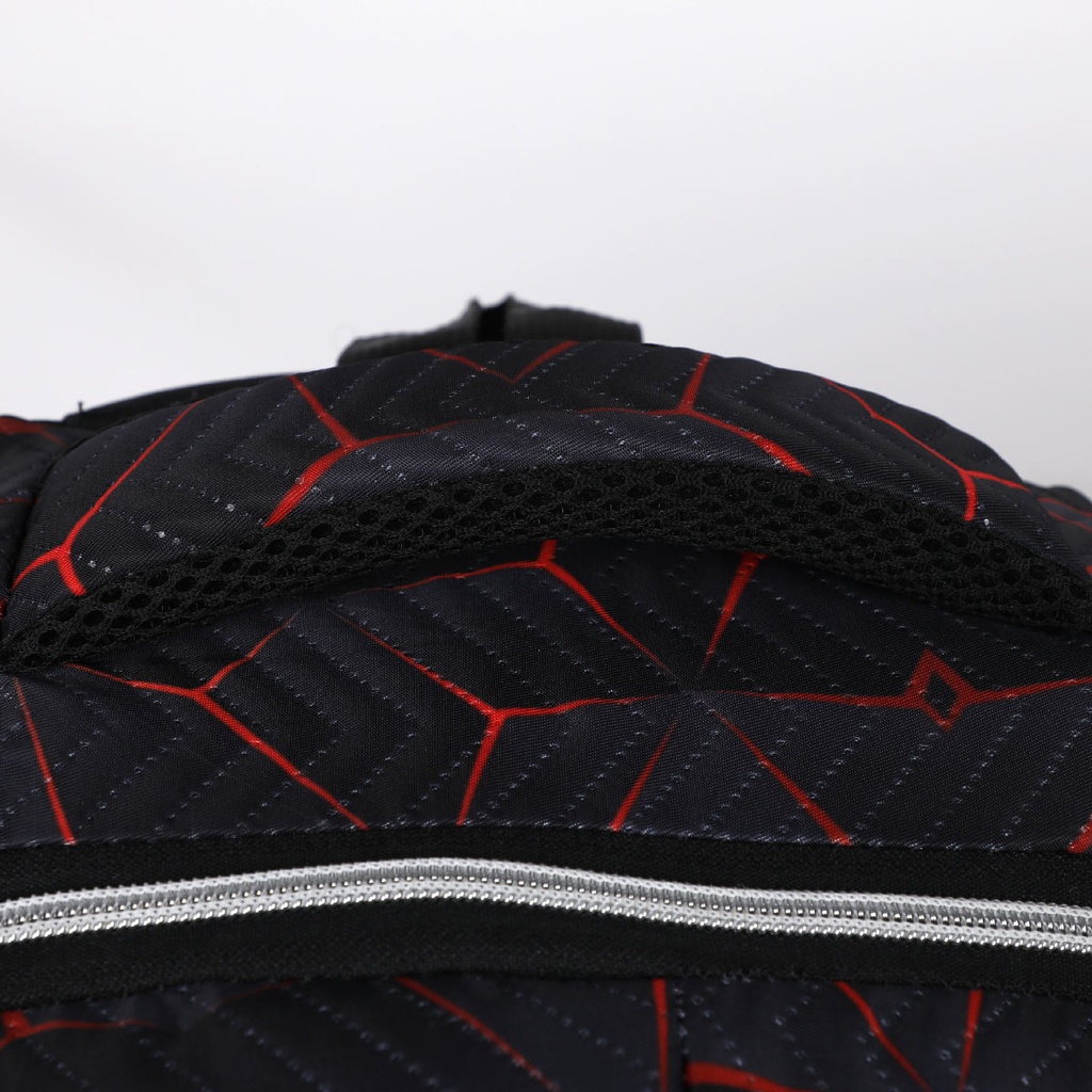 Sac à Dos En Tissu Bordé Noir et Rouge