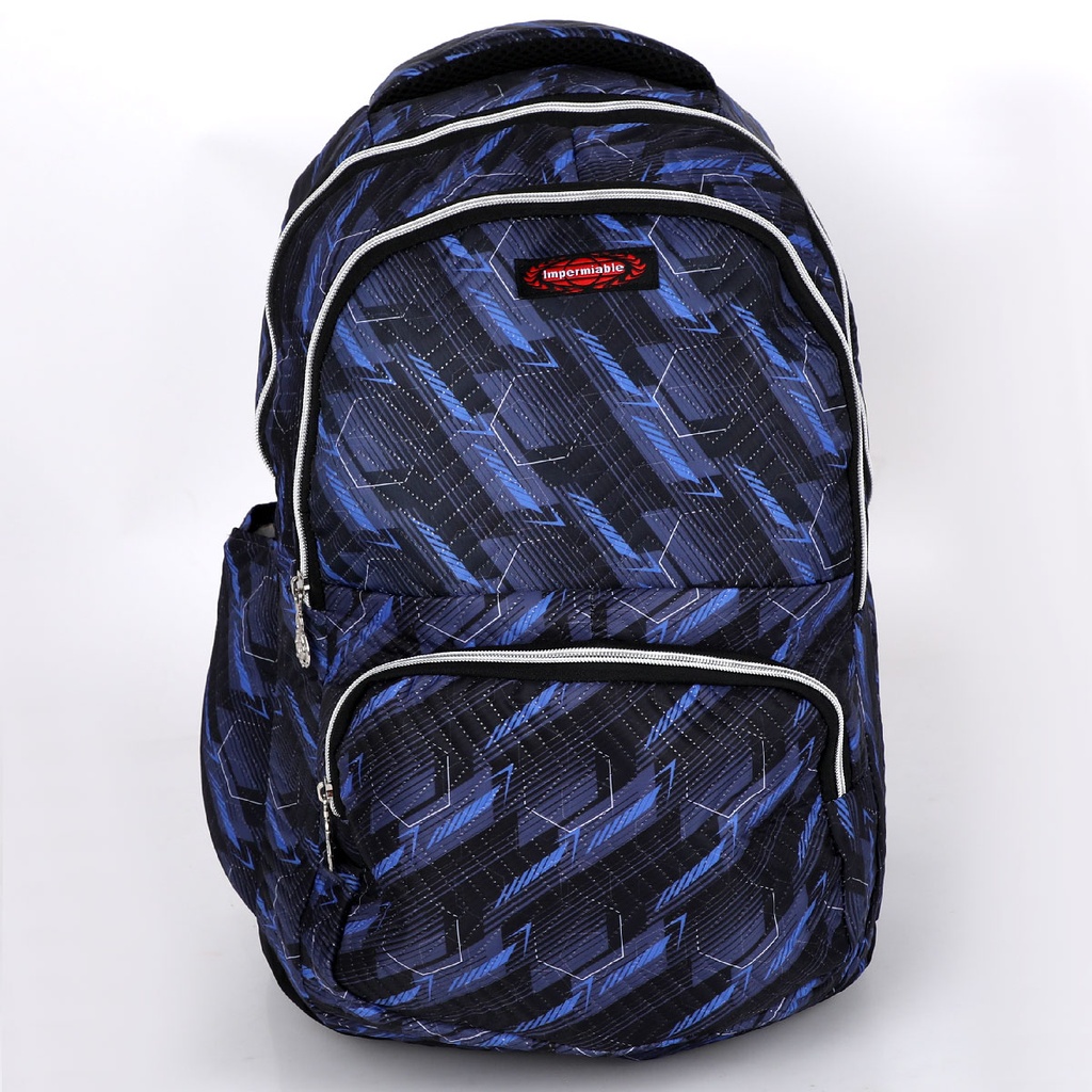 Sac à Dos En Tissu Bordé Noir et Bleu