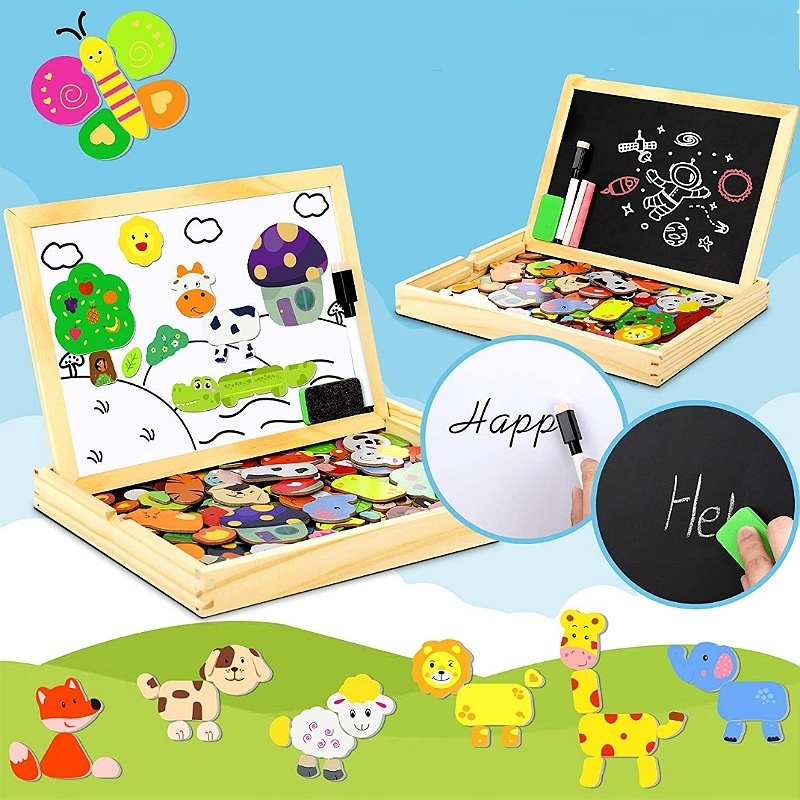 Tableau Magnétique Éducatif 3 en 1 Avec Puzzle 