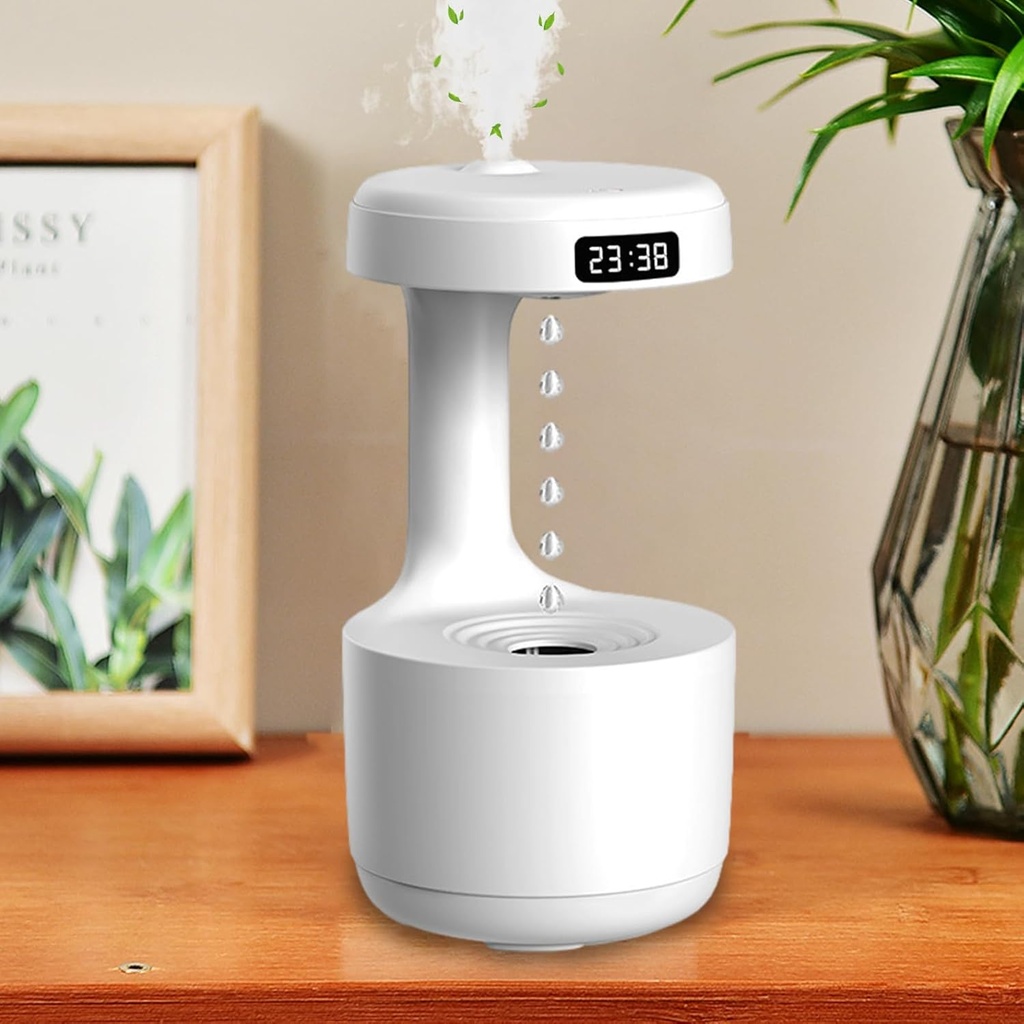 Diffuseur Humidificateur Anti Gravité avec Ecran LED En Forme De Goutte D'eau 600 Ml 
