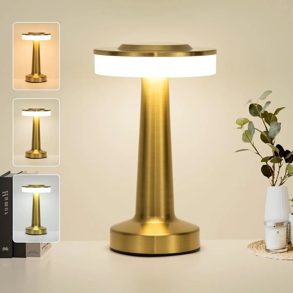 Lampe De Table Portable Sans Fil Rechargeable Avec Tactile Doré