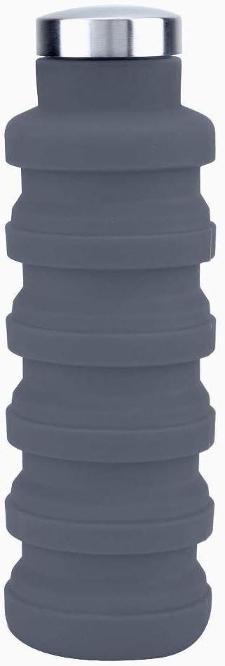 Bouteille d'Eau Rétractable en Silicone - 500ml, Portable et Pliable, Sans BPA-Gris