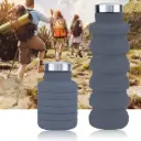 Bouteille d'Eau Rétractable en Silicone - 500ml, Portable et Pliable, Sans BPA-Gris