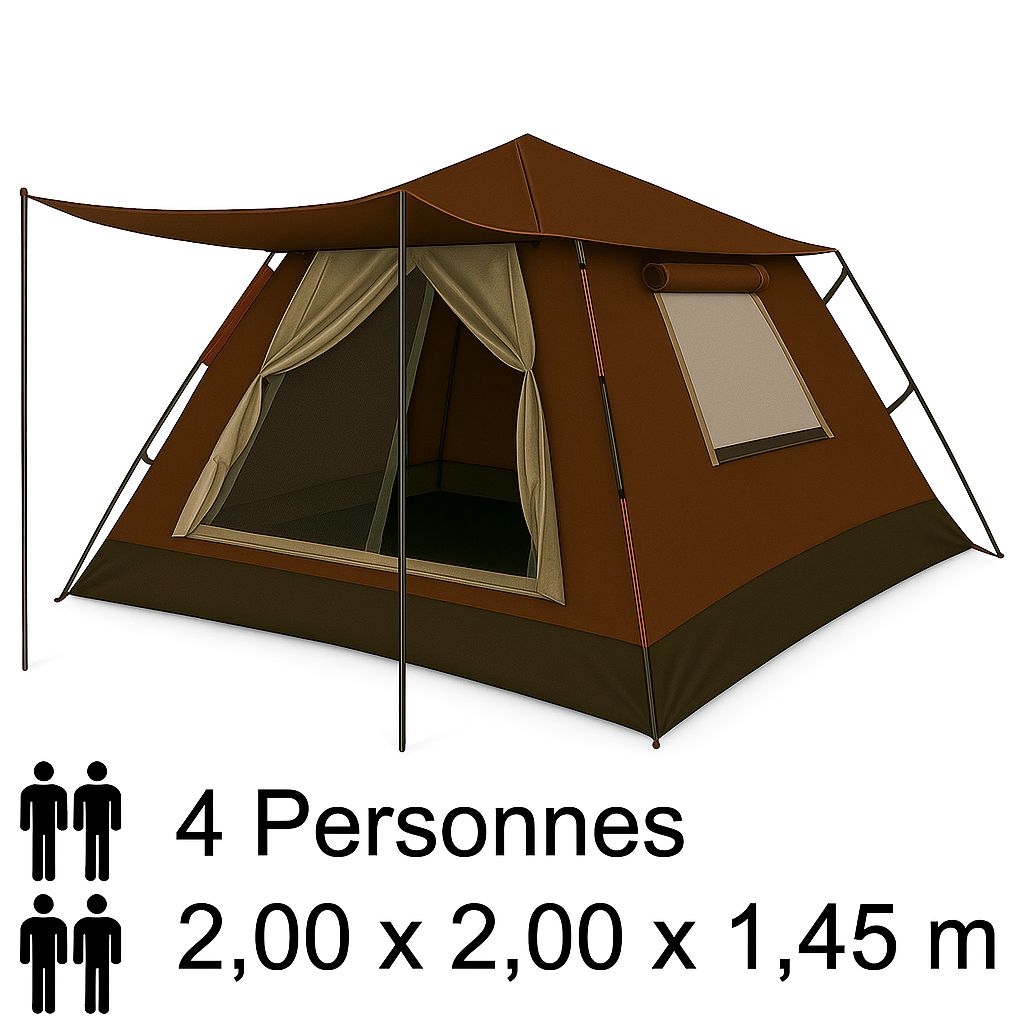 Tente Automatique Professionnel 4 Places 2m x 2m x 1,45 m Marron